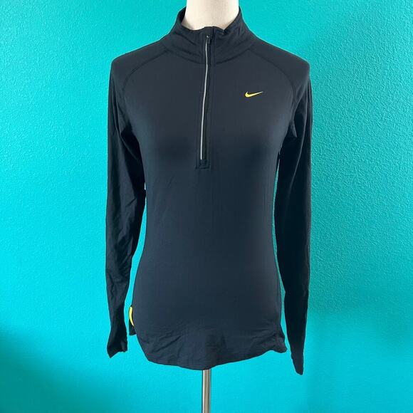 Nike Element Half-Zip Long Sleeve Black Running Athletic Top Performance Size S - Picture 2 of 6